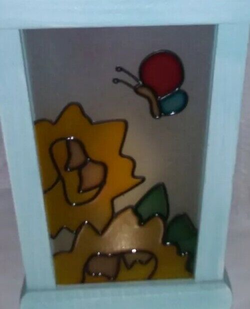 NWT candle holder Glass fused Metal/box fused- butterfly & hummingbirdl