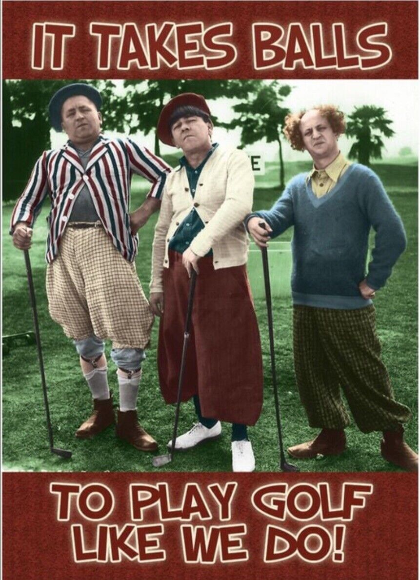 Three Stooges, It Takes Balls To Play Golf  3.5” X 2.5” Refrigerator Magnet