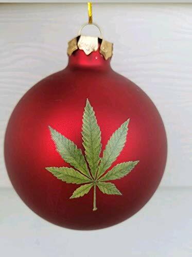 Marijuana Cannabis Pot Leaf Christmas Ornament  - Red