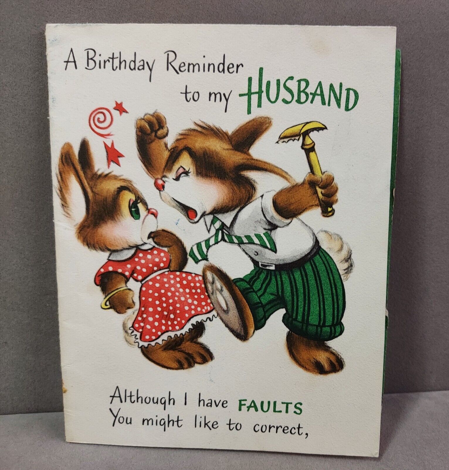 Vintage Birthday Card 1950s Reminder To My Husband Multi Page Used Hallmark Card