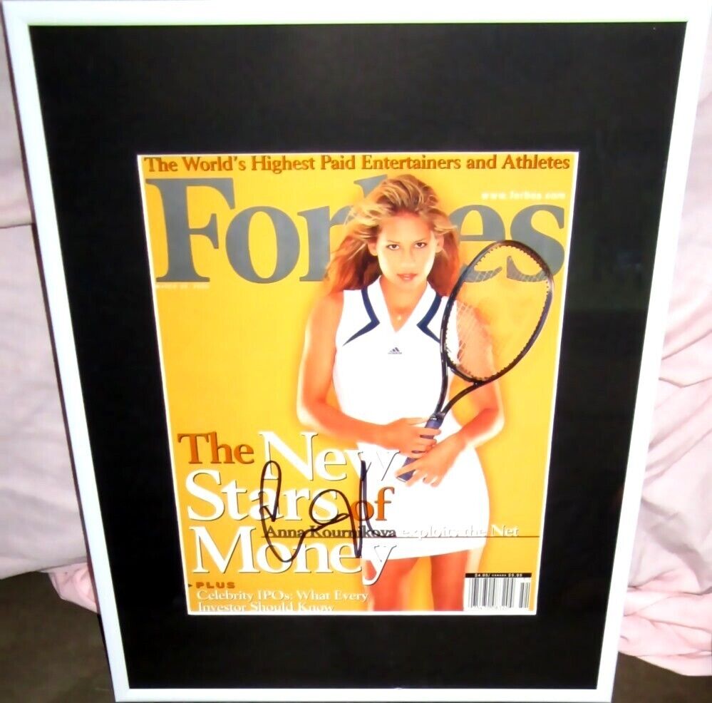 Anna Kournikova autographed signed autograph 2000 Forbes magazine cover framed