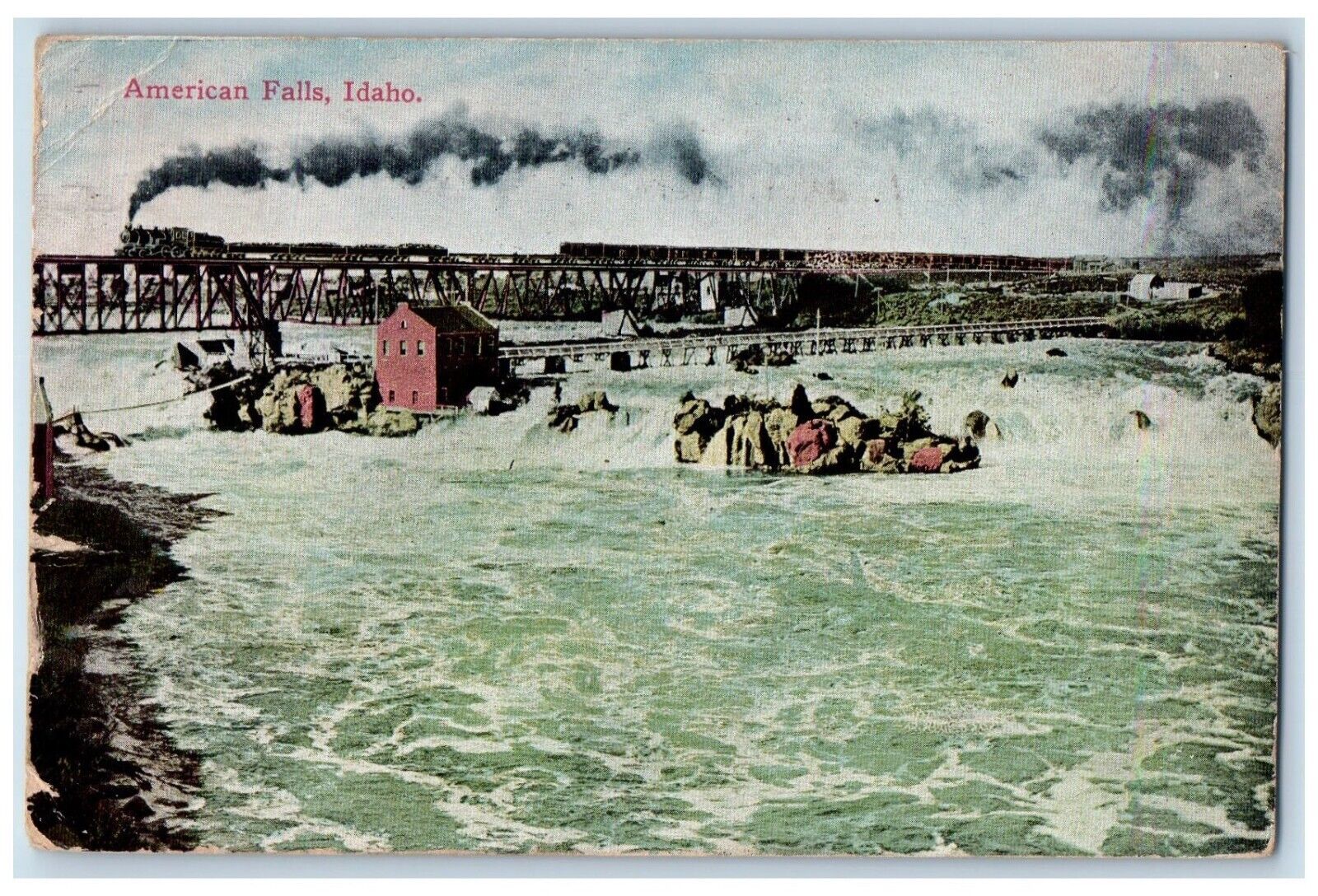 American Falls Idaho Postcard Nampa-Ida Steamer Locomotive Train c1912 Vintage