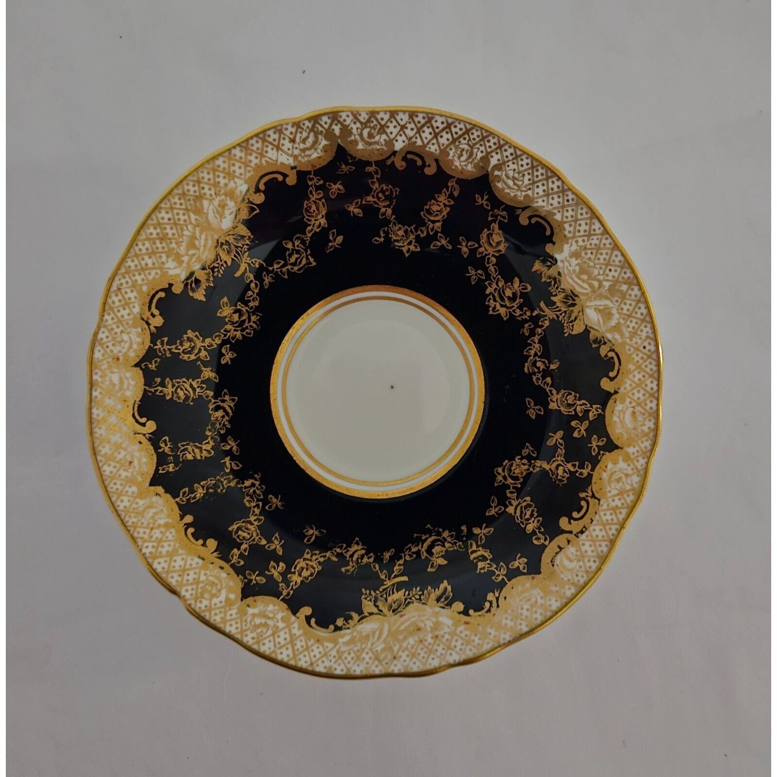 1930 Crown Staffordshire Fine Bone China Saucer Black And Gold A15919