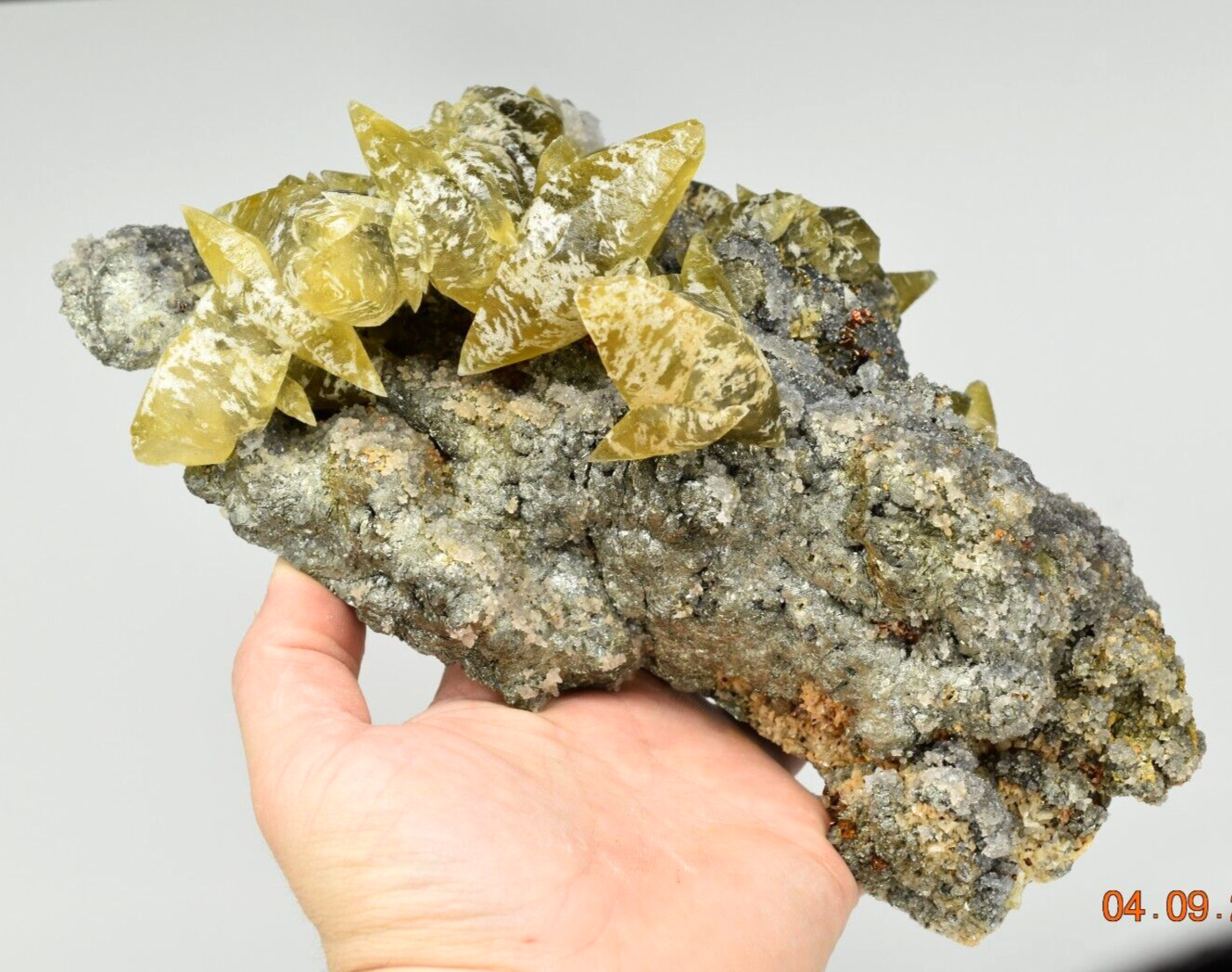 Calcite with Quartz and Chalcopyrite - Casteel Mine, Iron Co., Missouri