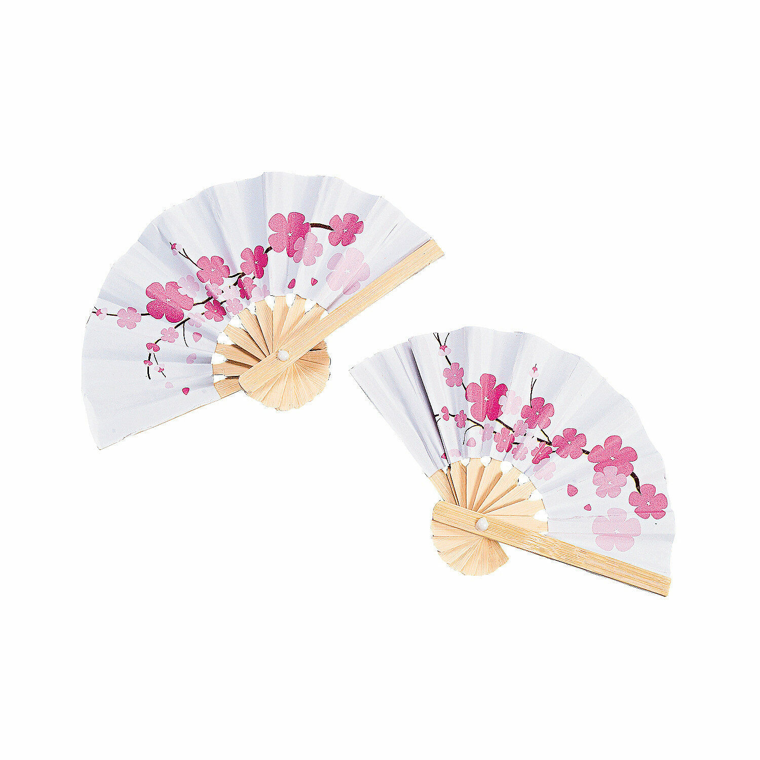Mini Cherry Blossom Folding Favor Hand Fans - Party Supplies - 12 Pieces