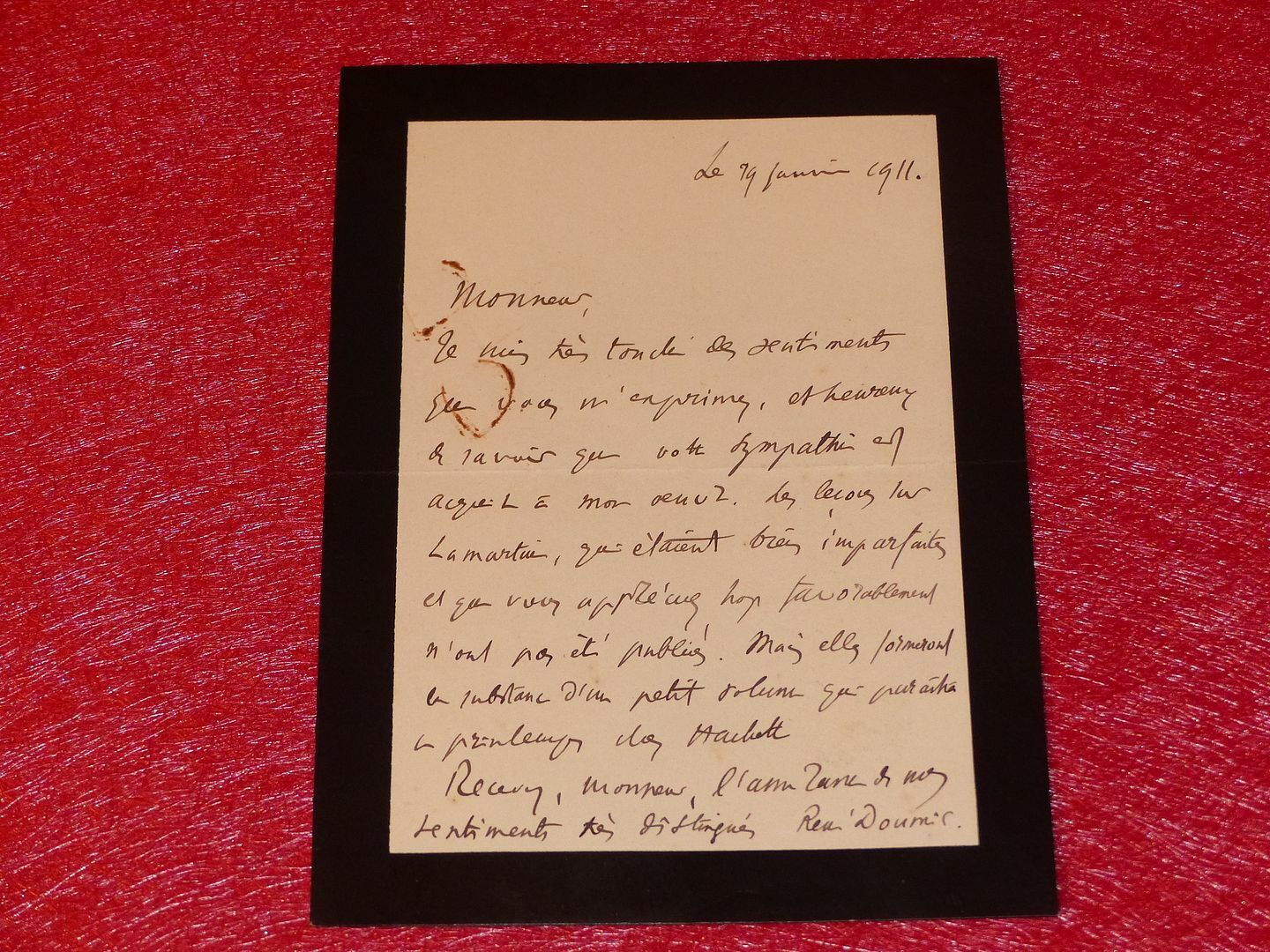 Letter Autograph Signed Rene Thomas (Writer) 1911 1p
