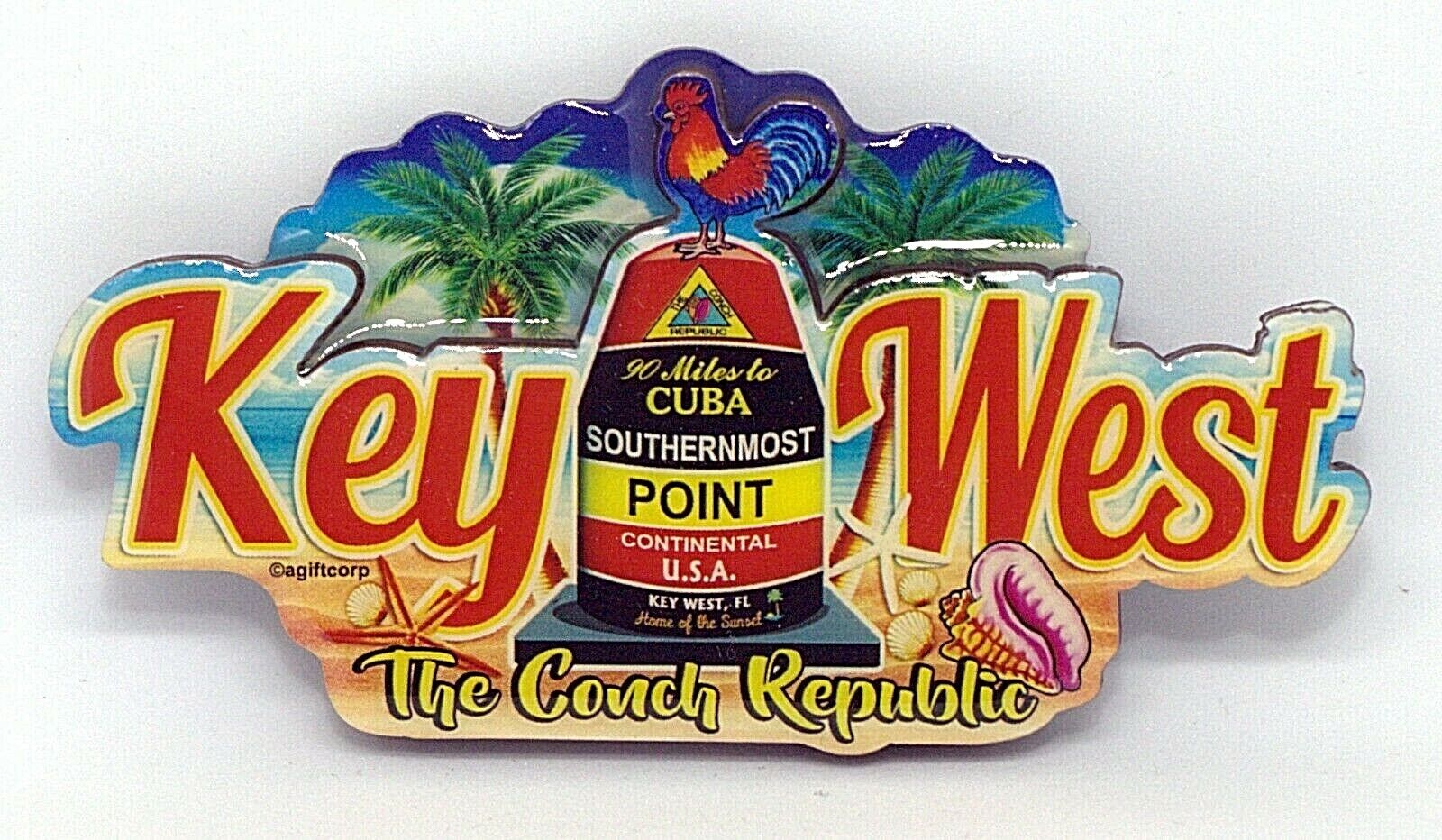 Key West Florida Buoy Long Dual Layer MDF Magnet 2
