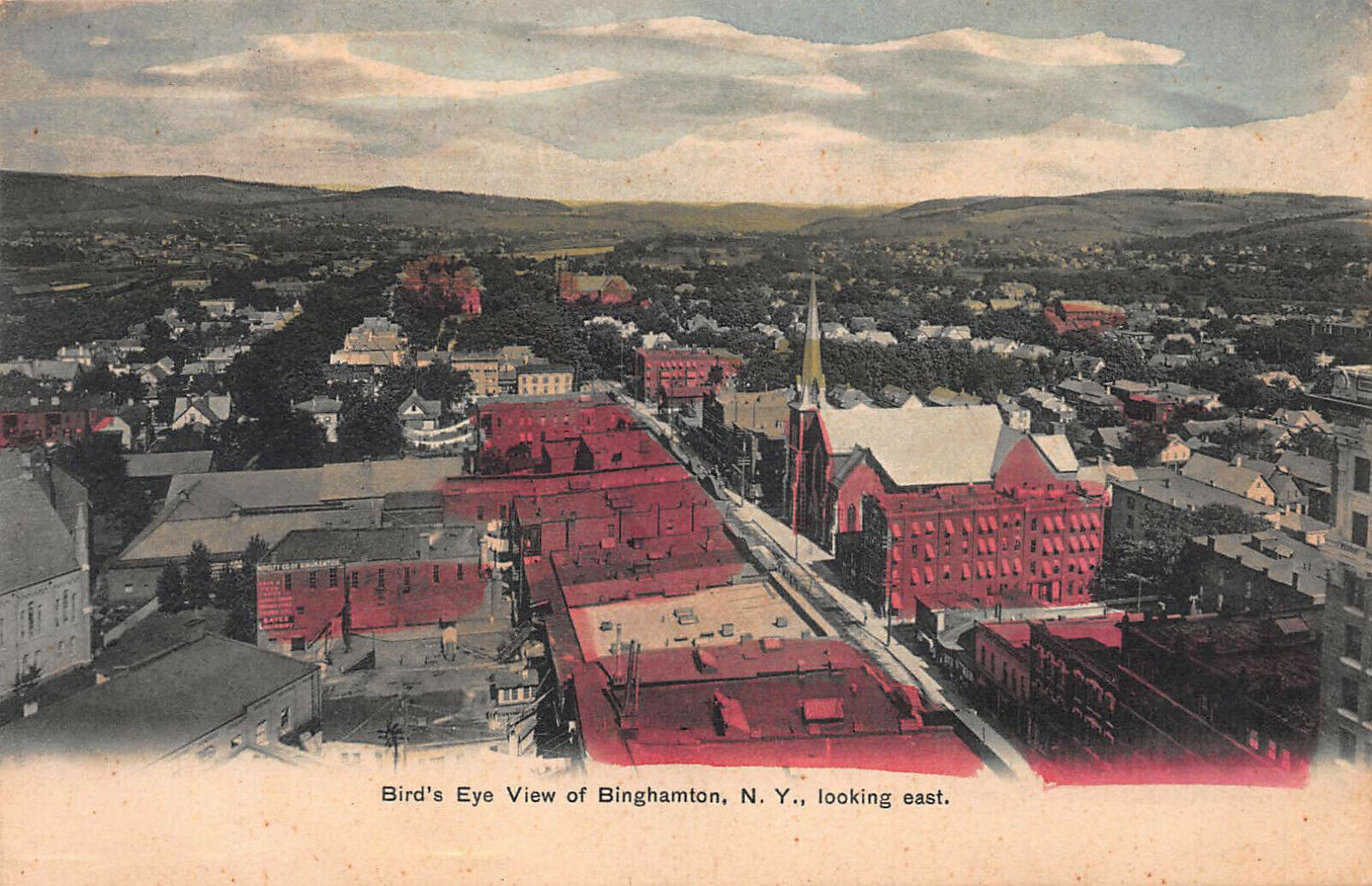 Bird\'s Eye View of Binghamton, New York, Looking East, Early Postcard, Unused 