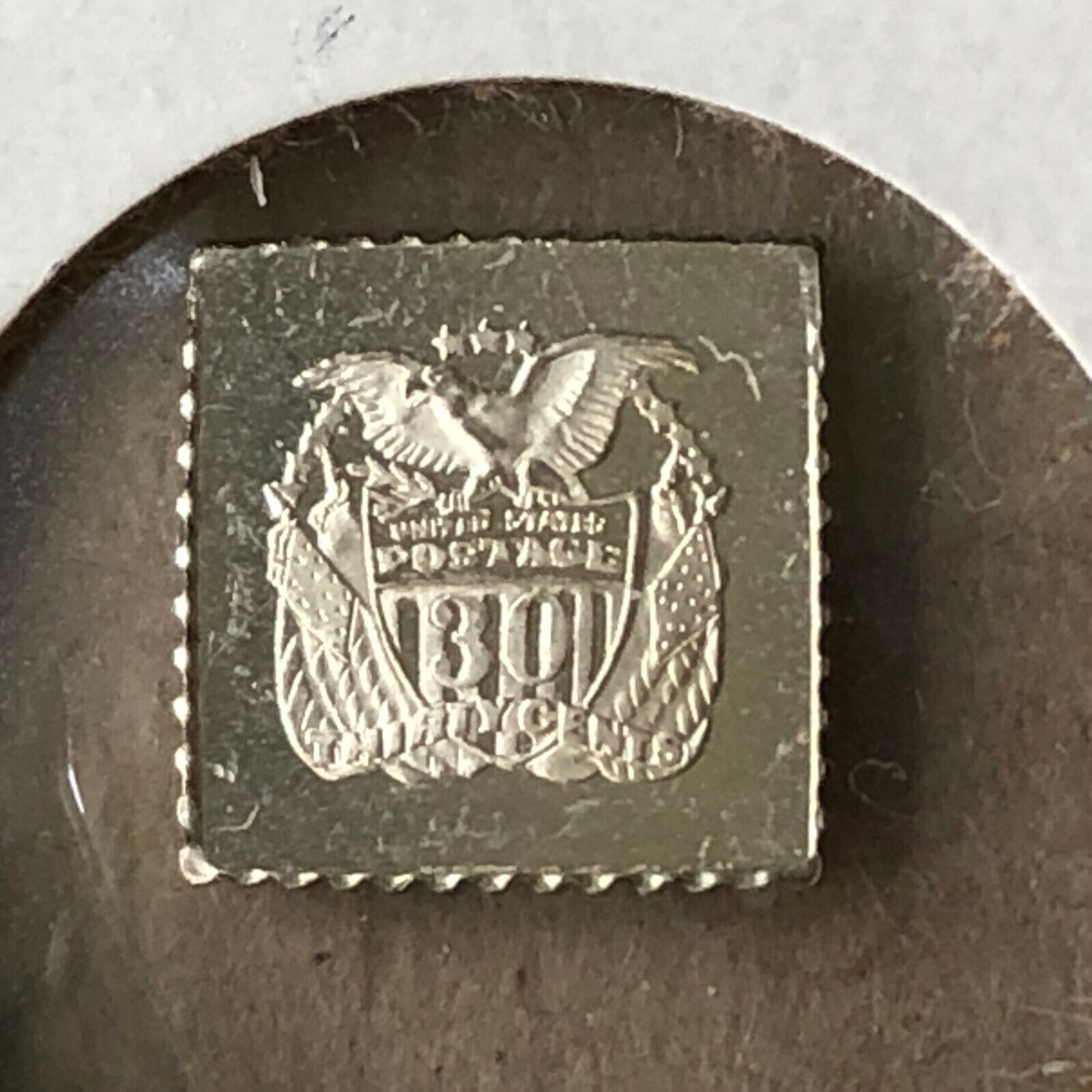 1869 United States Postage 30 Cents Proof Sterling Silver Stamp Ingot