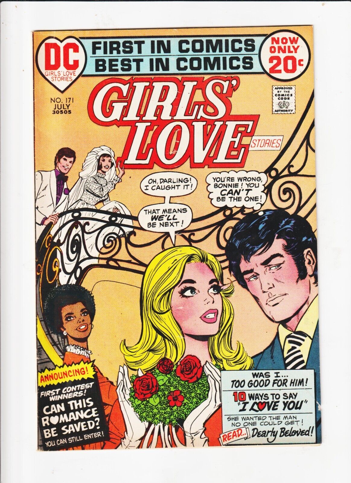GIRLS\' LOVE 171  comic book D.C. bronze age 1972 Can This Romance Be Saved?