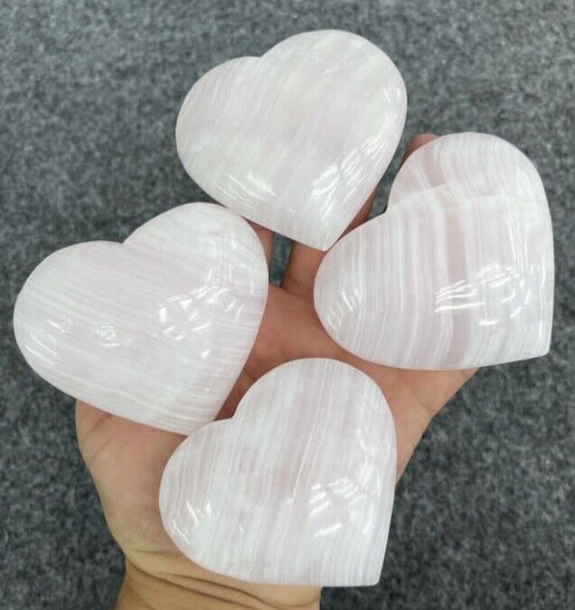 Pink Mangano Calcite Hearts