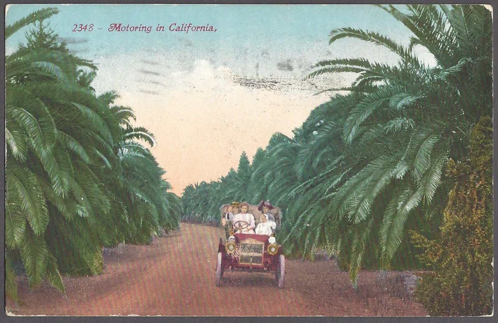 MOTORING IN CALIFORNIA Postcard Palms Along Dirt Road