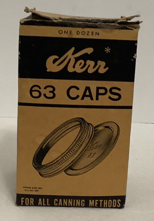 Vintage Kerr 63 Lids - 9 Rings 9 Caps Small Mouth Canning Jars NOS