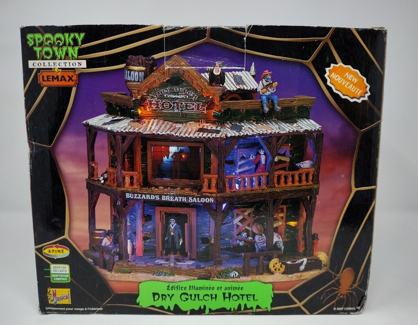 Lemax DRY GULCH HOTEL Spooky Town 2007 Halloween Sounds Lights TESTED RETIRED