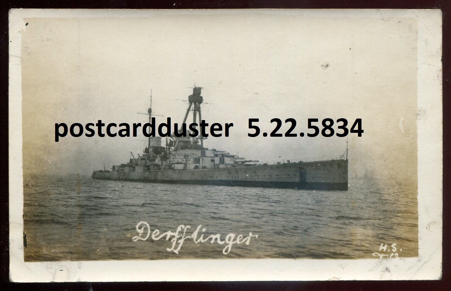 GERMANY NAVY 1910s SMS DERFFLINGER Battlecruiser. Real Photo Postcard