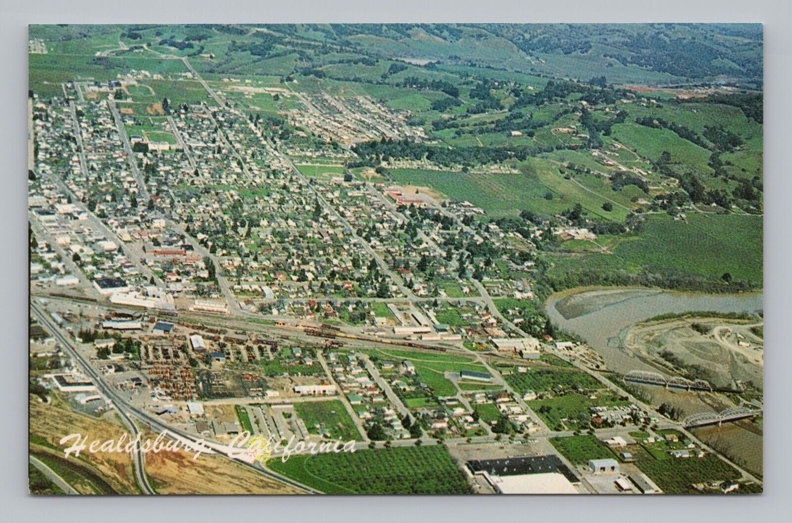Postcard Aerial View City of Healdsburg California