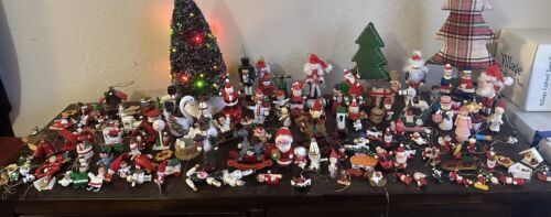 Huge Lot 196 Vintage Wooden Christmas Ornaments Santa Nutcracker Clown Elf Toys