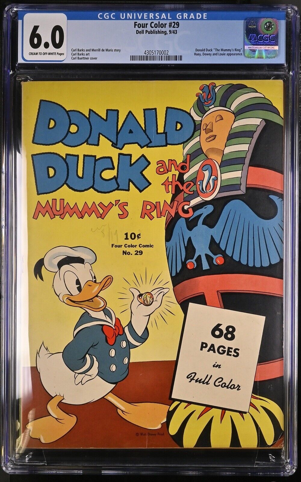 Four Color #29 Donald Duck And The Mummy’s Ring Dell Publishing 9/1943 CGC 6.0