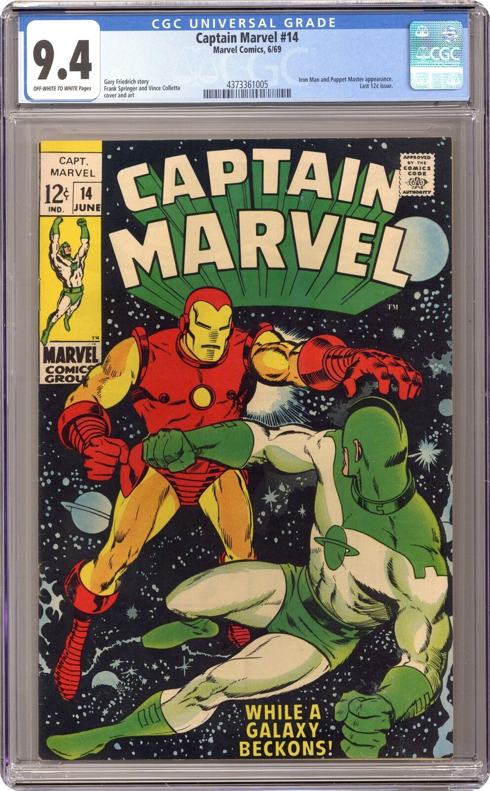 Captain Marvel #14 CGC 9.4 1969 4373361005