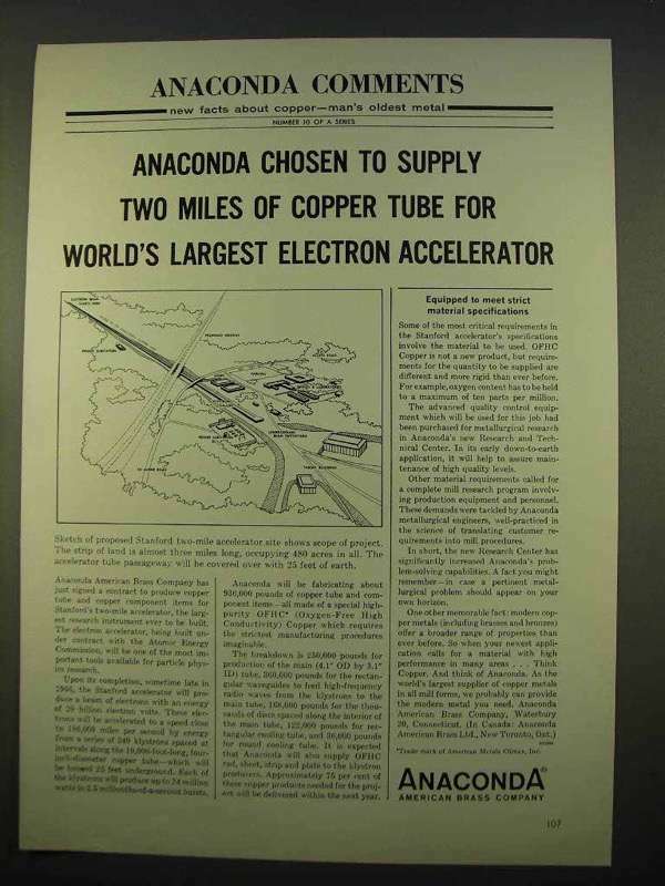 1963 Anaconda Copper Ad - Electron Accelerator