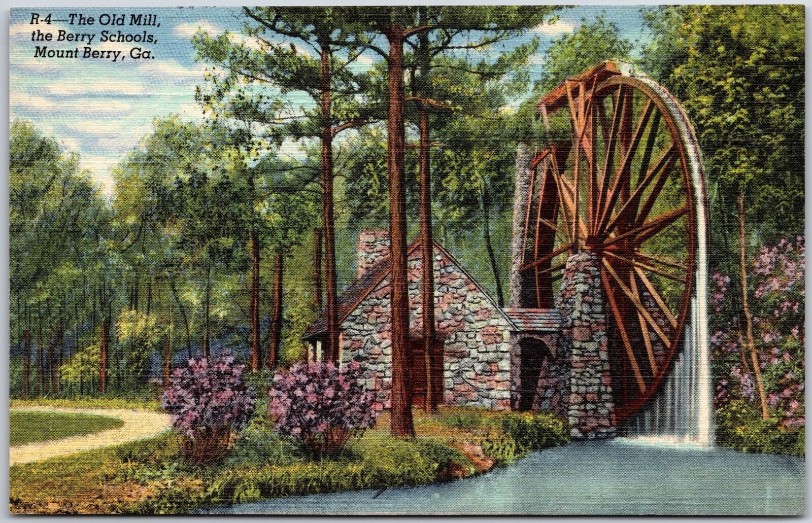 The Old Mill Berry Schools Mount Berry Georgia GA Flowers & Trees Views Postcard