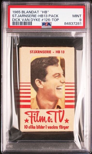 1965 Dutch Gum Card (HB #126 Dick Van Dyke ON TOP UNOPENED PACK  PSA 9 POP 1