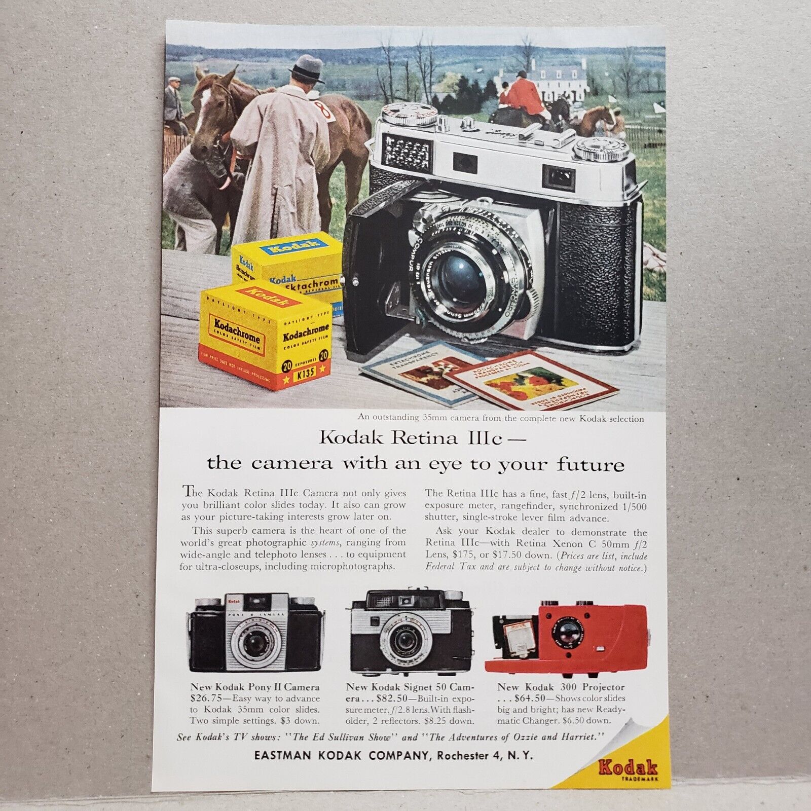 1958 Kodak Camera Retina IIIc Print Ad Camera With An Eye to the Future