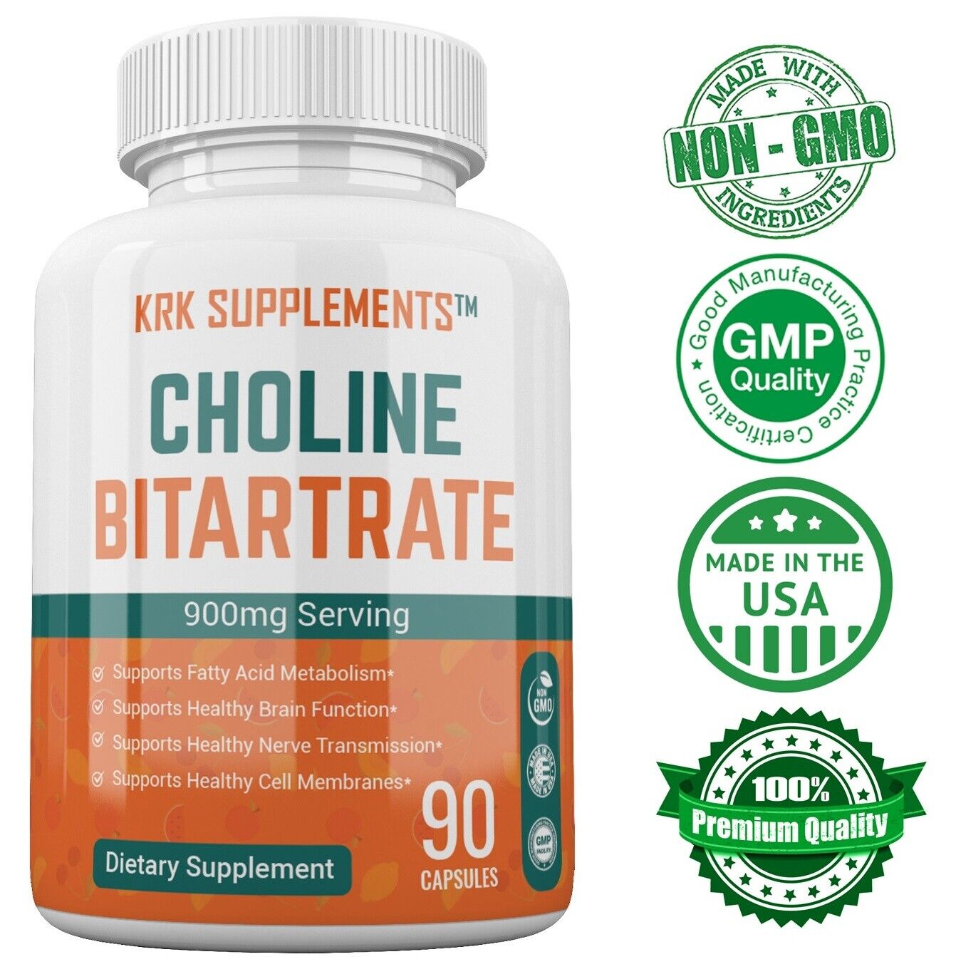 Choline Bitartrate 900mg per serving Brain Memory Booster Nootropic Fatty Liver