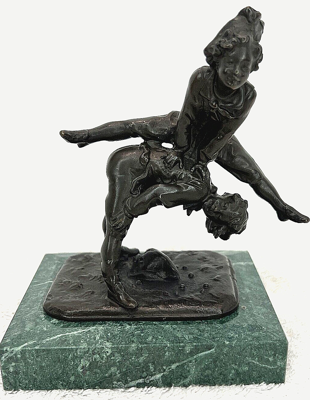 Alfred Barye (1838-1882) Small Bronze Sculpture Children Playing Leapfrog