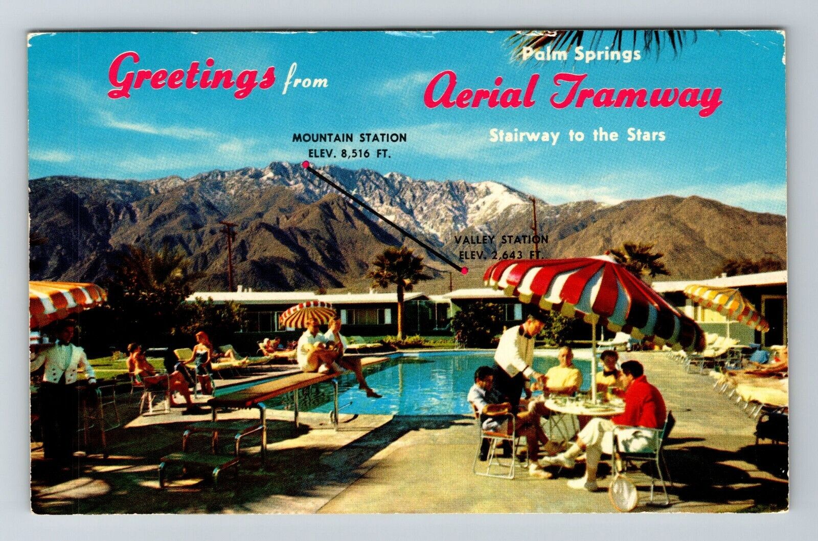 Palm Springs CA-California, Greetings From Aerial Tramway, Vintage Postcard