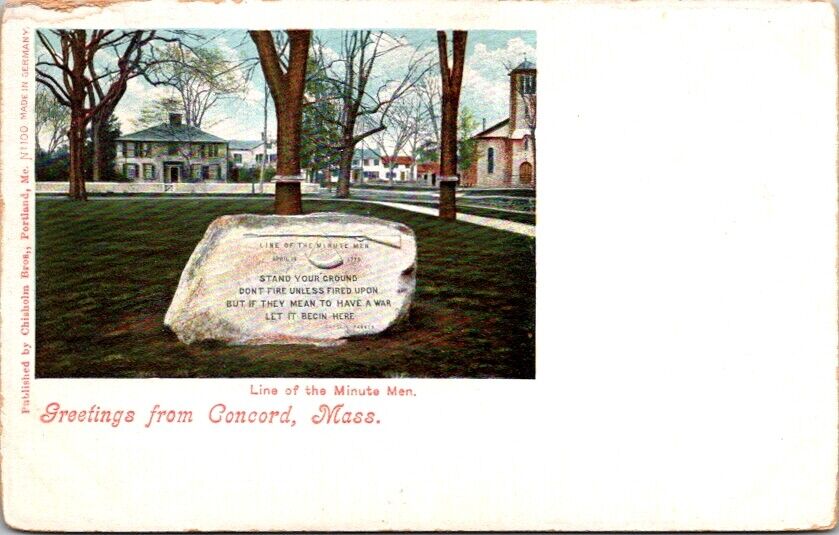 Postcard Line of Minute Man Monument Concord Massachusetts MA c.1901-1907   R221