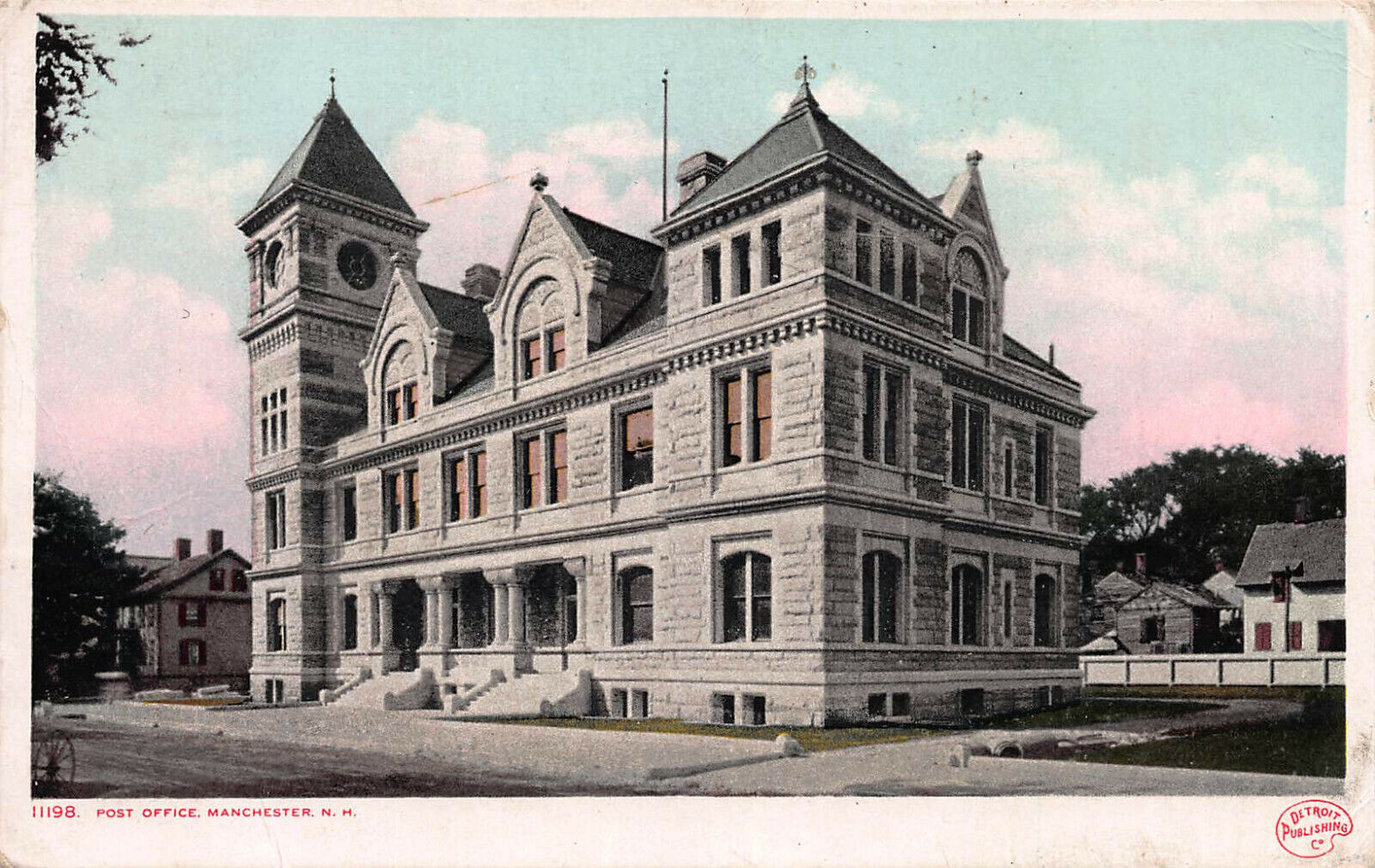 Post Office, Manchester, New Hampshire, Early Postcard, Used in 1912