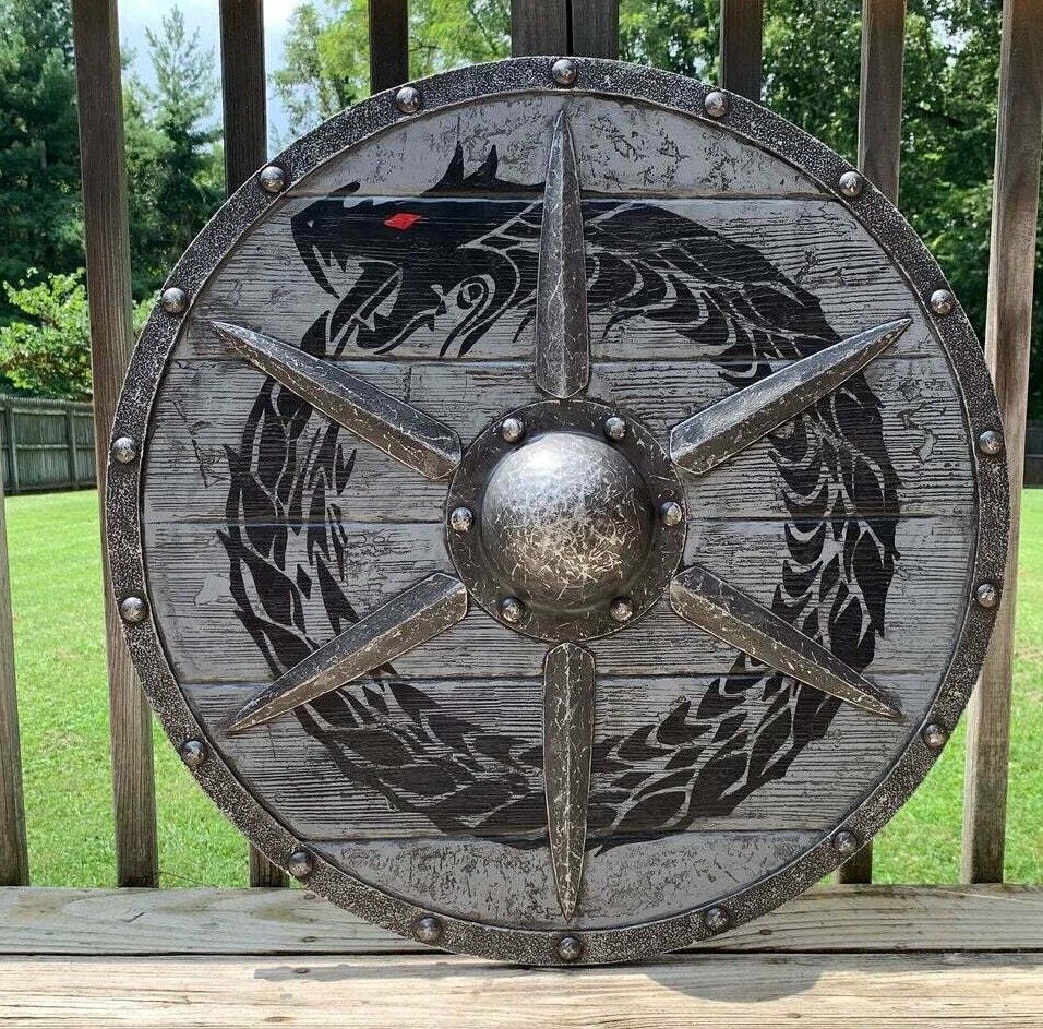 Handmade Shield Medieval Round Dragon Shield Armor Shield Wooden Shield Gifts
