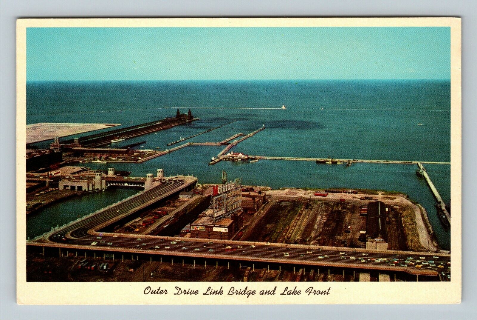 Chicago IL-Illinois, Outer Drive Link Bridge, Lake Front, Vintage Postcard