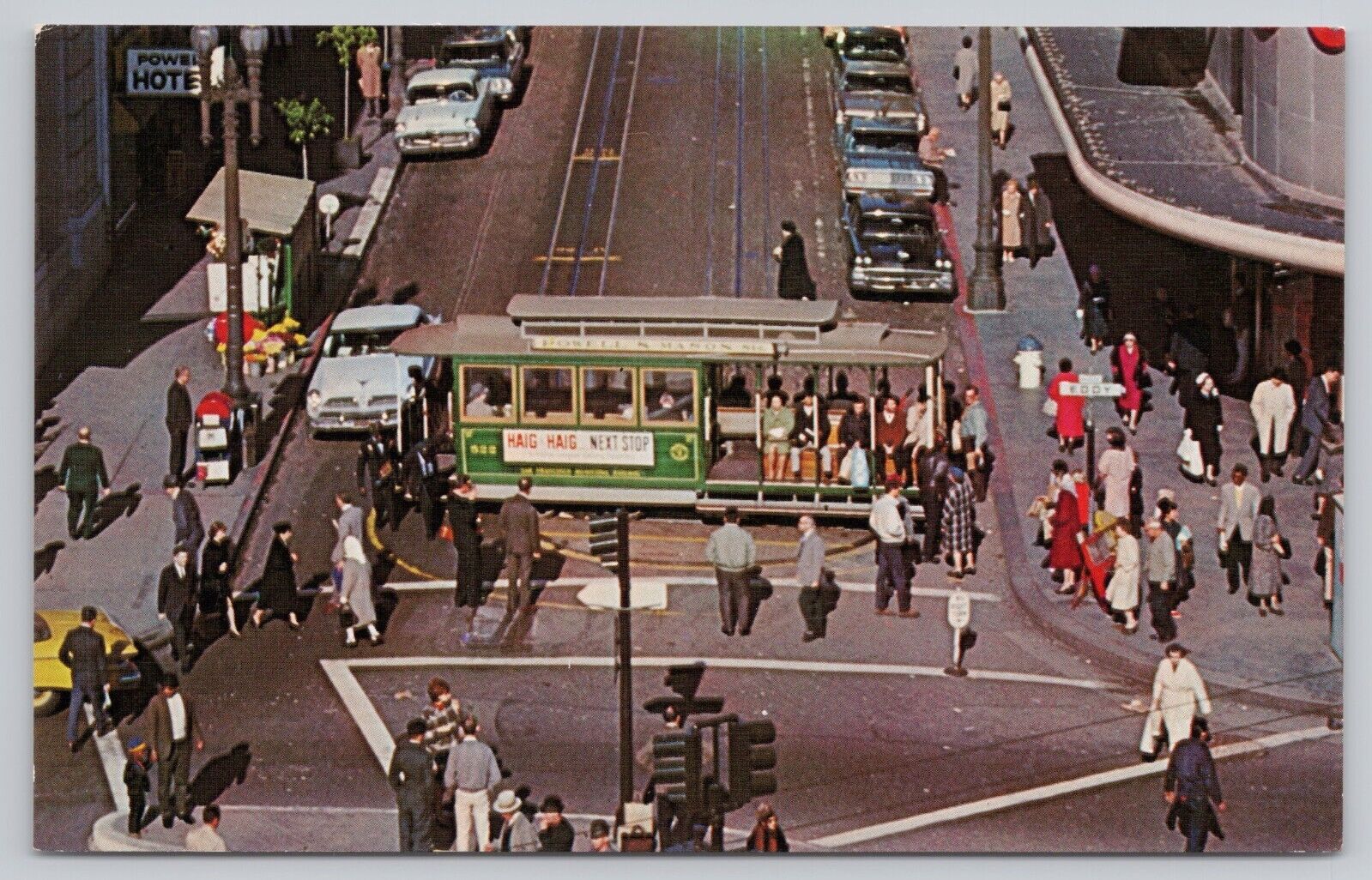 San Francisco California, Cable Car Turntable, Vintage Postcard
