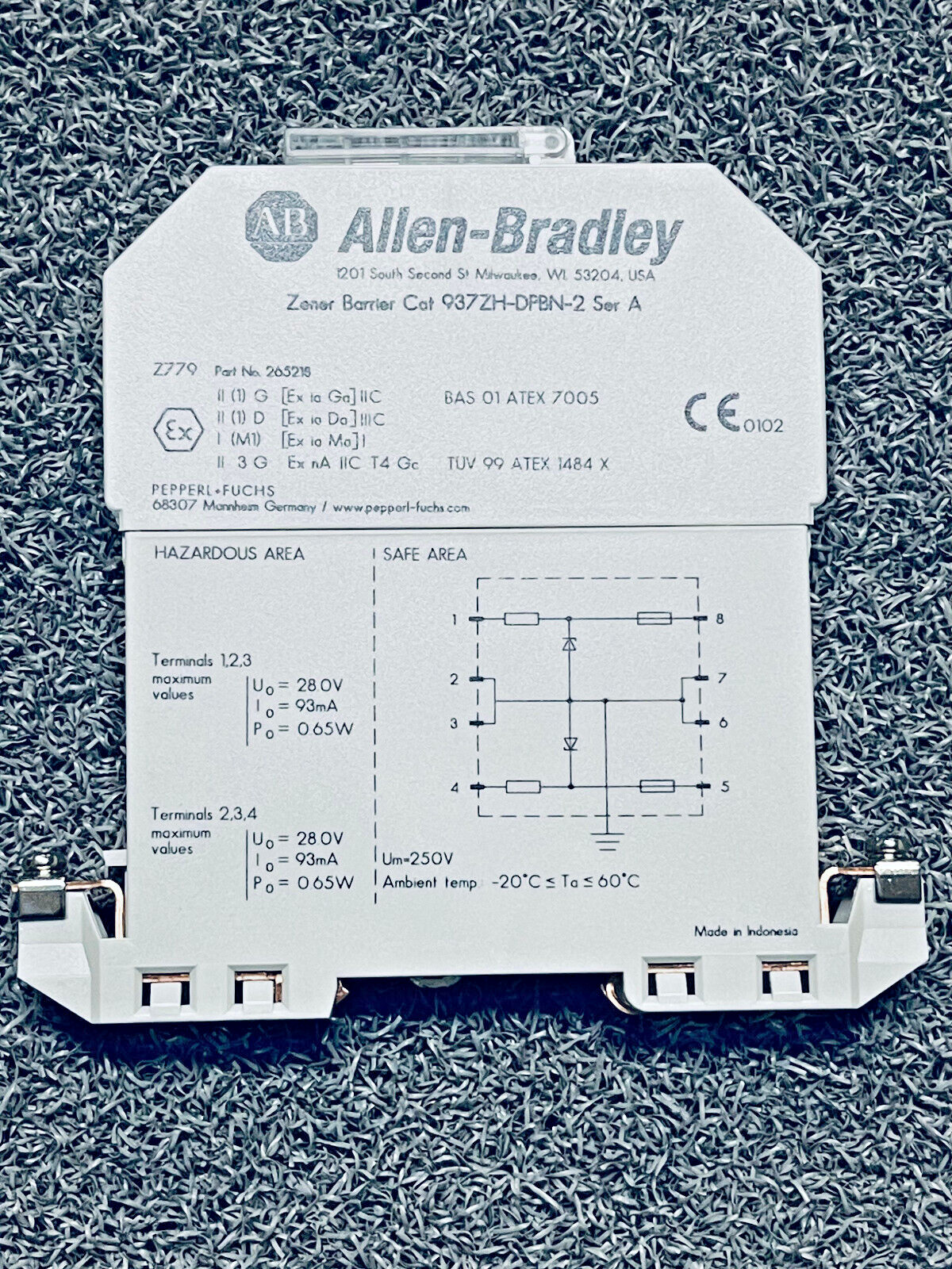 Allen Bradley 937ZH-DPBN-2 Intrinsic Safety Zener Barrier, Positive Polarity DC