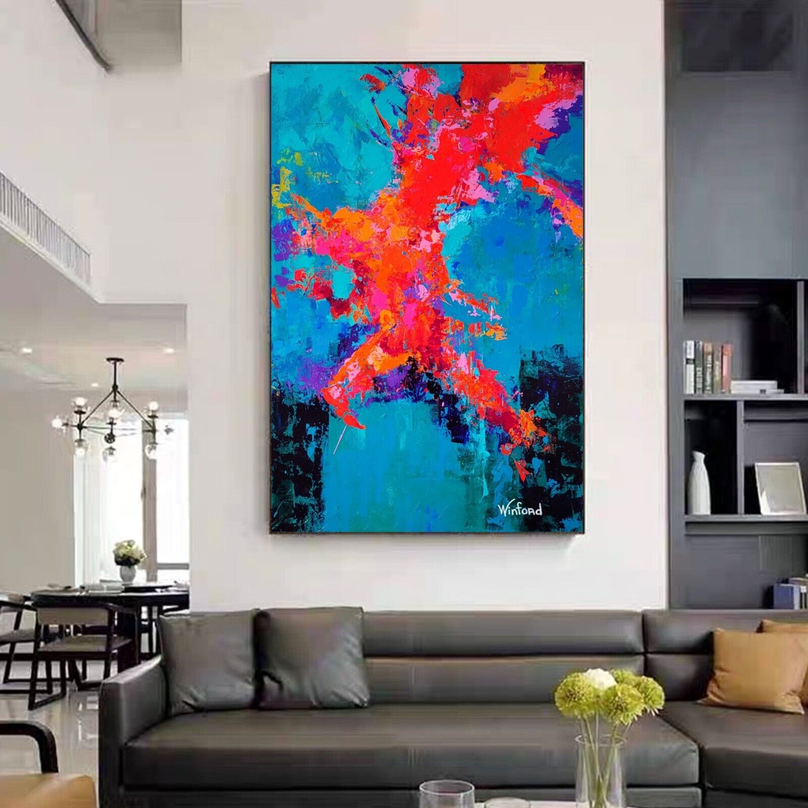Sale Abstract Caribbean 36H X 24W Canvas Giclee Winford Was $695 Now $295