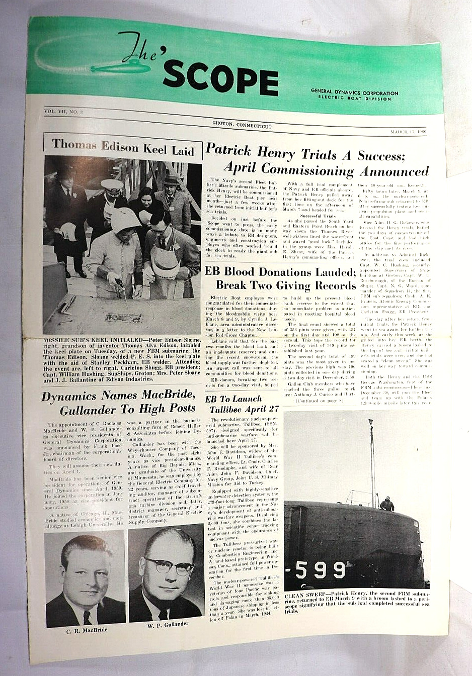 1960 march 17,general dynamics corp  the scope patrick henry submarine paper