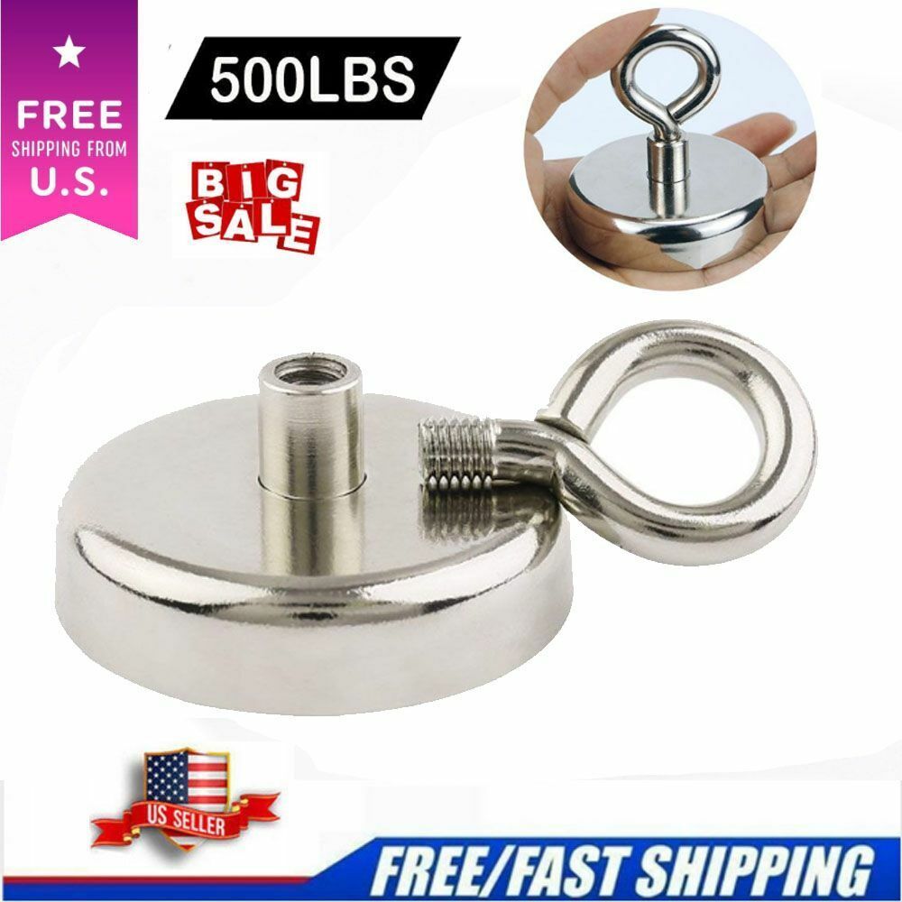 500LBS Pulling Force Fishing Magnets Super Strong Neodymium Round Treasure Hunt