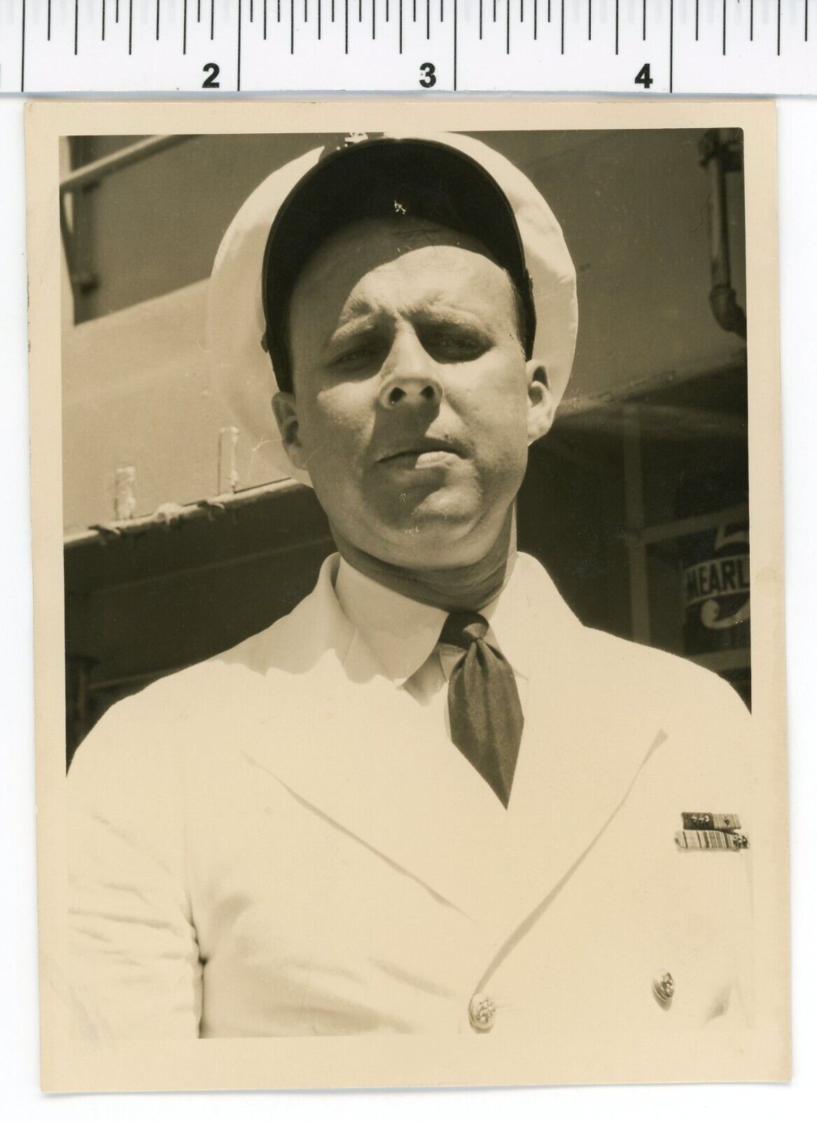Vintage WWII photo / NAVY OFFICER Discovered to Have NO Eyeballs After Physical