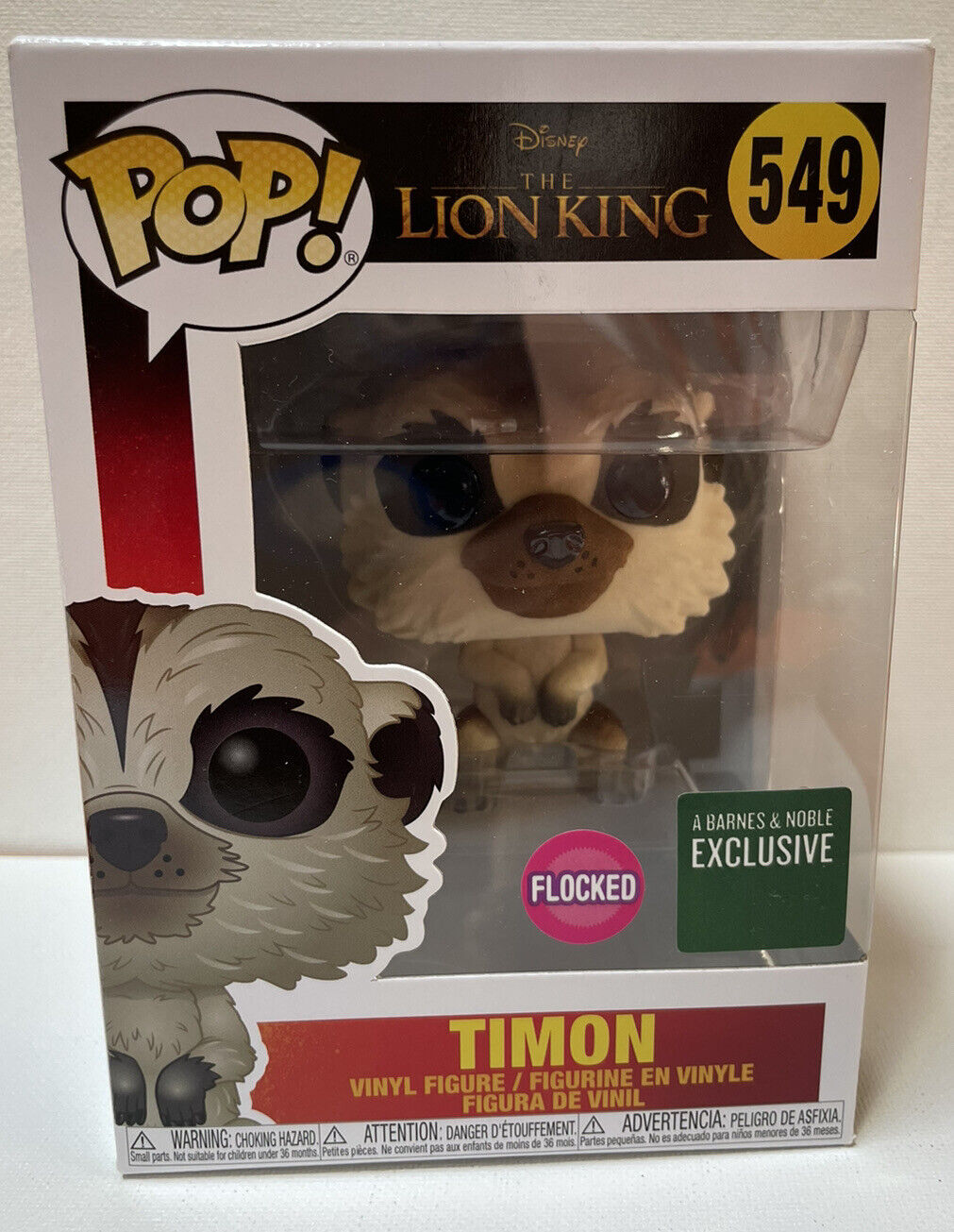 New FUNKO POP TIMON 549 Flocked BARNES AND NOBLE Exclusive THE LION KING NIB