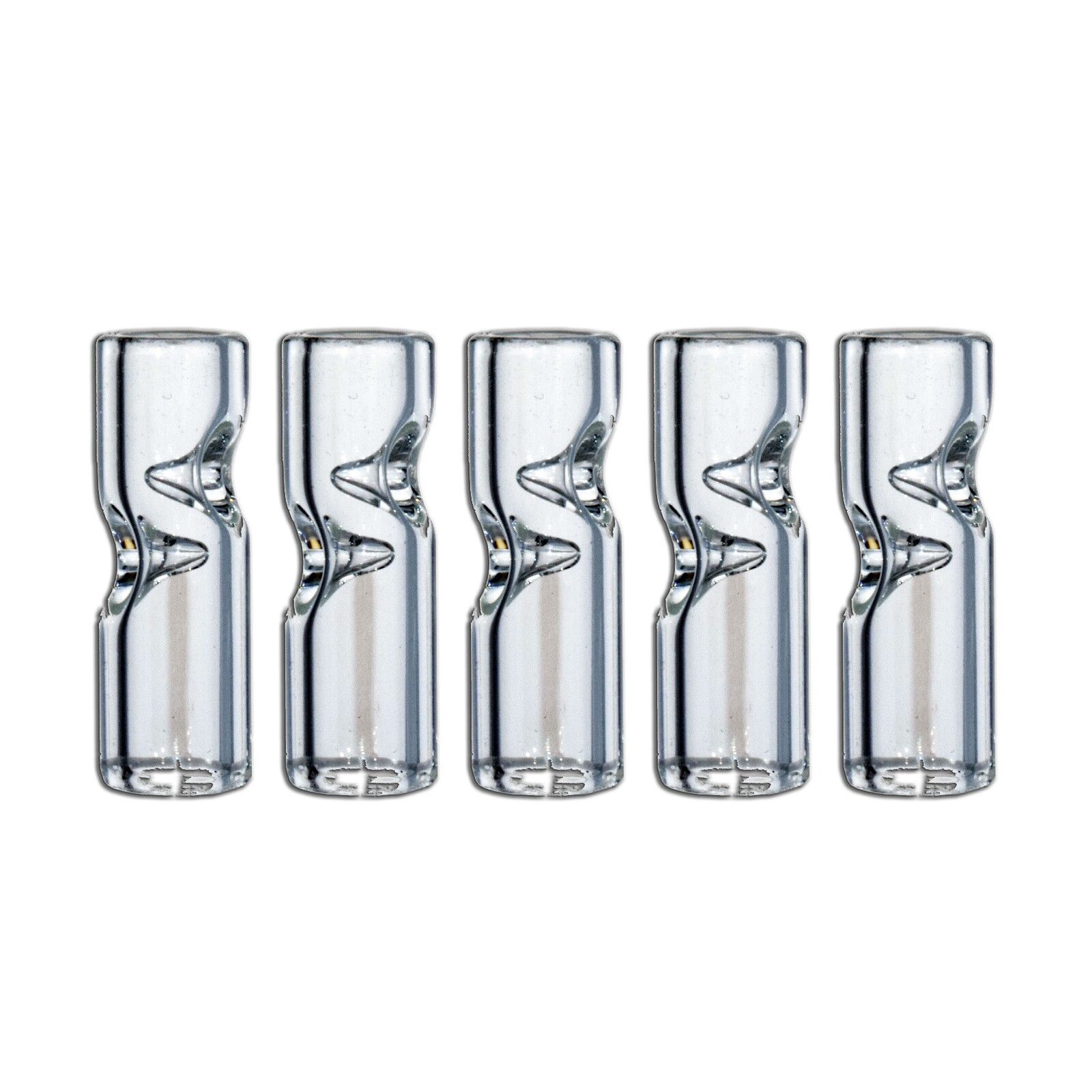 5 Pack Glass Filter Tips 4 Smoking (High Quality Glass Crutch) - Round No Lip