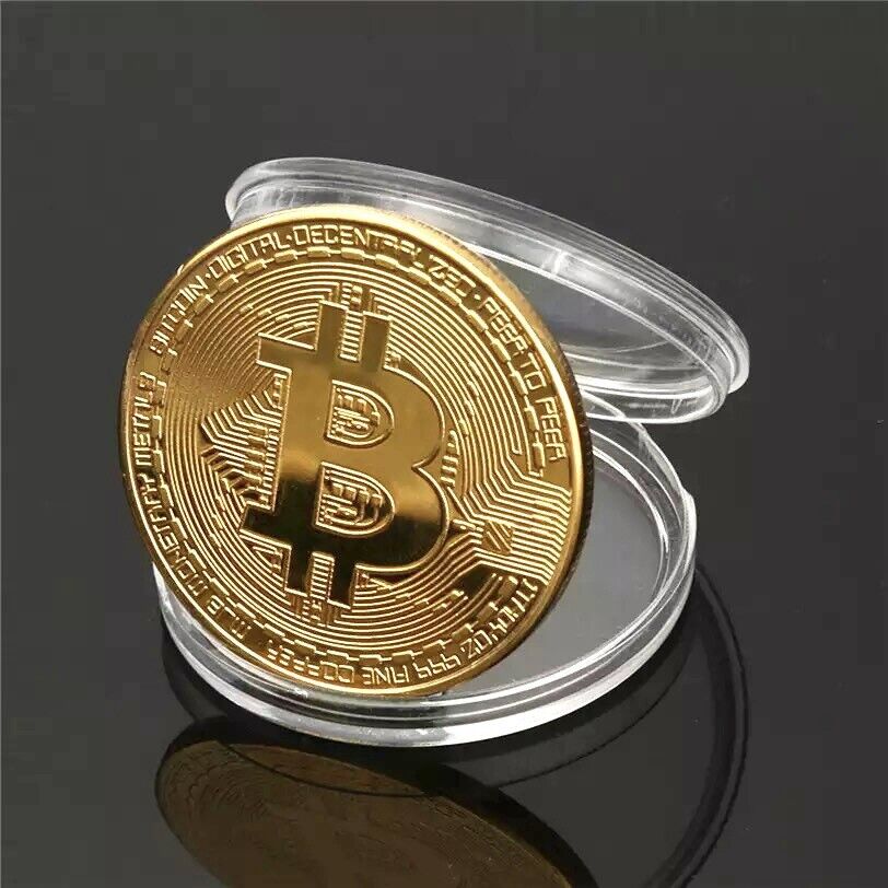 Crypto Coin Bitcoin BTC Gold Plated Commemorative Art Collectible Gift