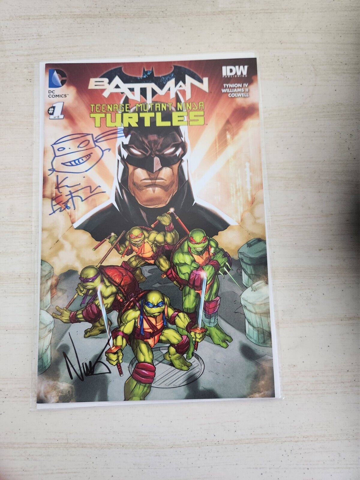 Batman Teenage Mutant Ninja Turtles 1 Amazing Con Variant Nm signed Eastmen...