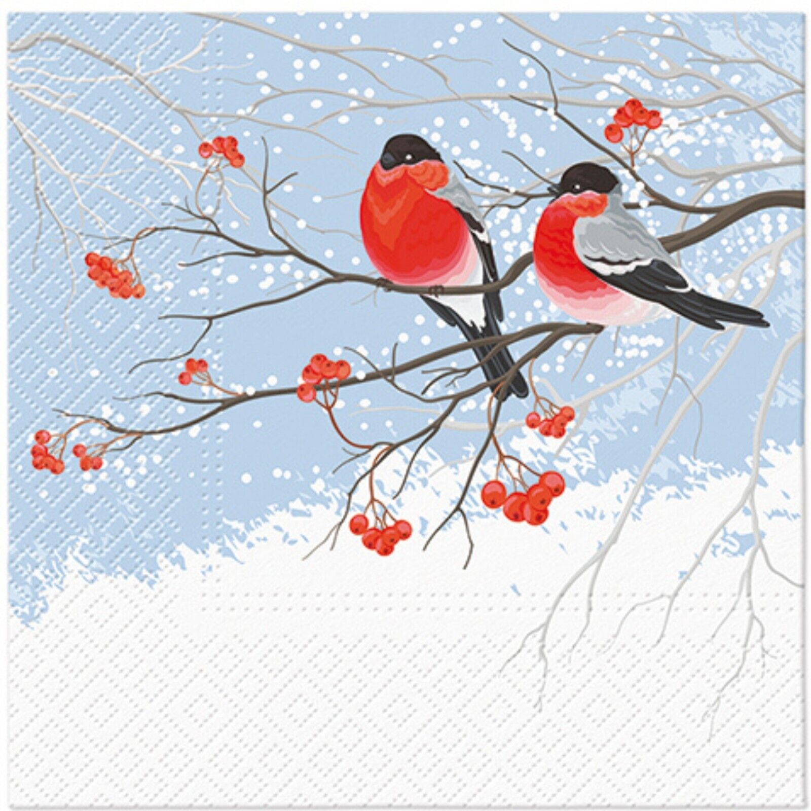(2) Decoupage Paper Napkins - Christmas Winter Birds Two Luncheon Napkin Holiday