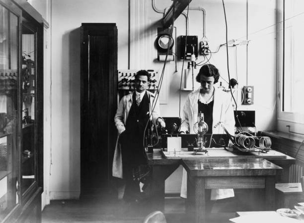Two Scientists At The Pierre Curie Institut In Paris On February 1931 Old Photo