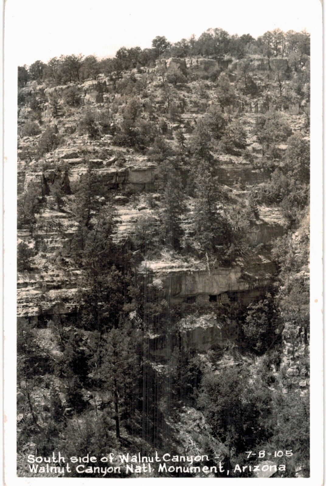 Walnut Canyon National Monument South Side RPPC Real Photo 1930 AZ