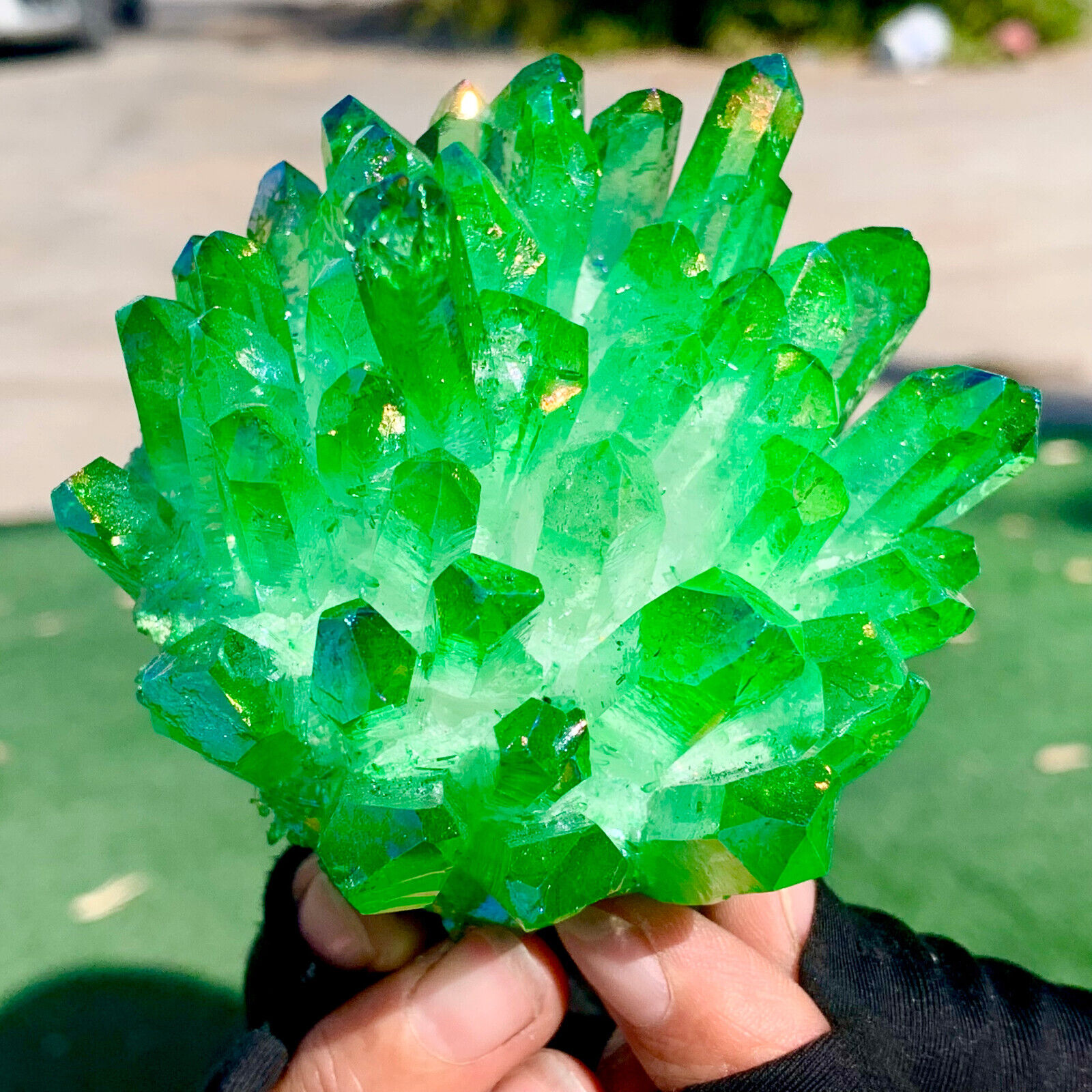 371G New Find Green Phantom Quartz Crystal Cluster MineralSpecimen