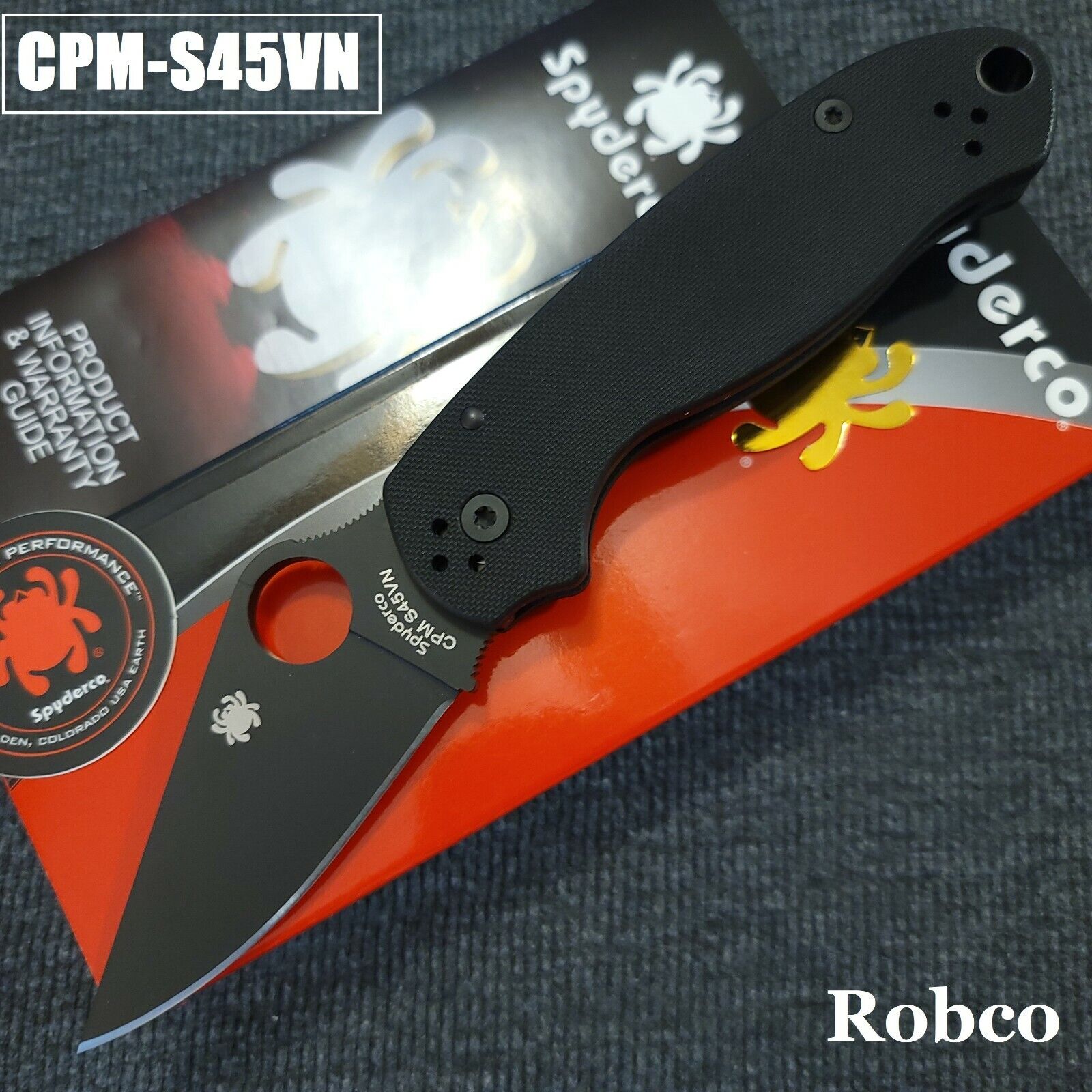 Spyderco Para 3 S45VN DLC Coated Black Blade BK G10 (C223GPBK) Authorized Dealer