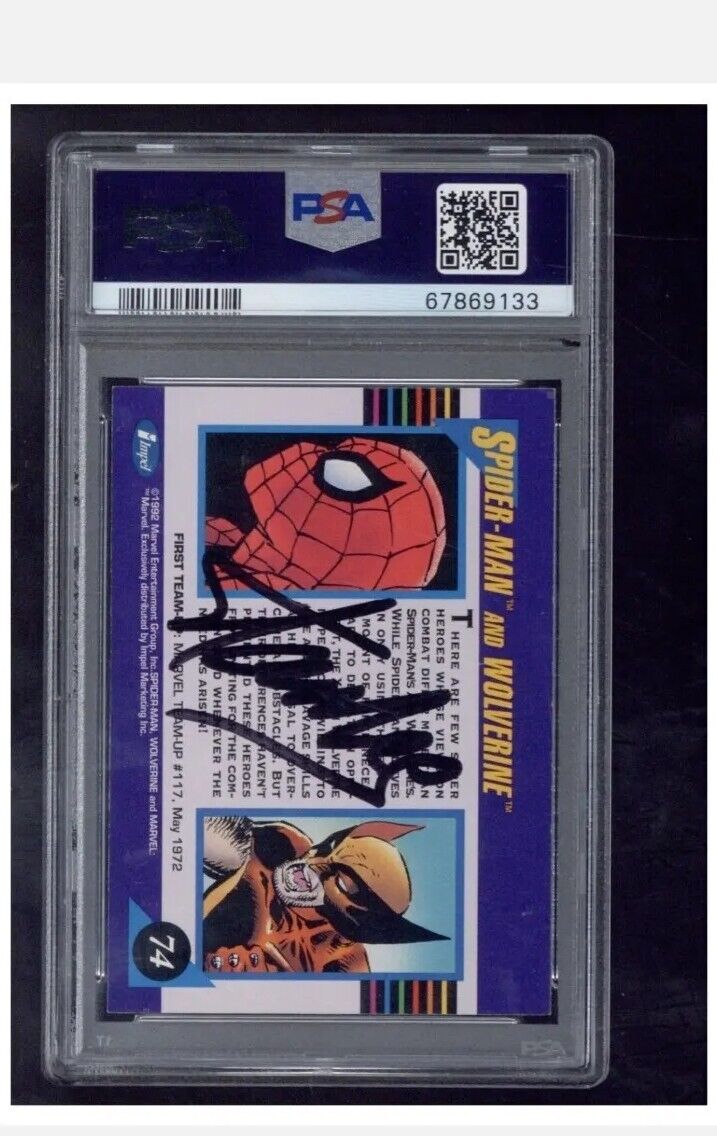 STAN LEE SIGNATURE 9 PSA/DNA CERT 1992 Marvel Universe Spider-man Wolverine 